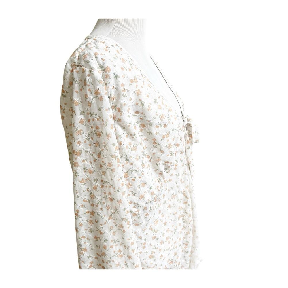 Diana Seger Handmade Eyelet Kimono Open Front Size L/XL Cottagecore Tie Front - Picture 7 of 11